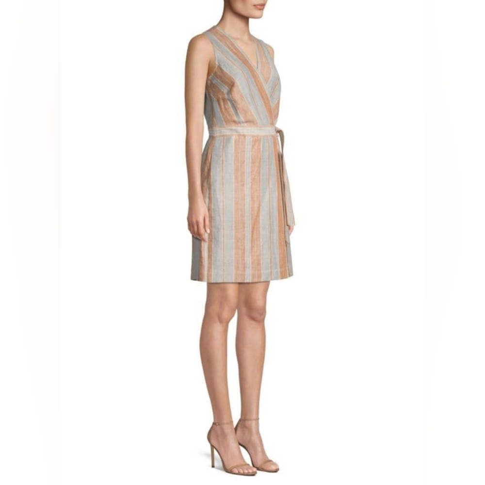 Lafayette 148 New YorkOaklyn Linen Striped Wrap Romper Size 6 - Picture 3 of 5